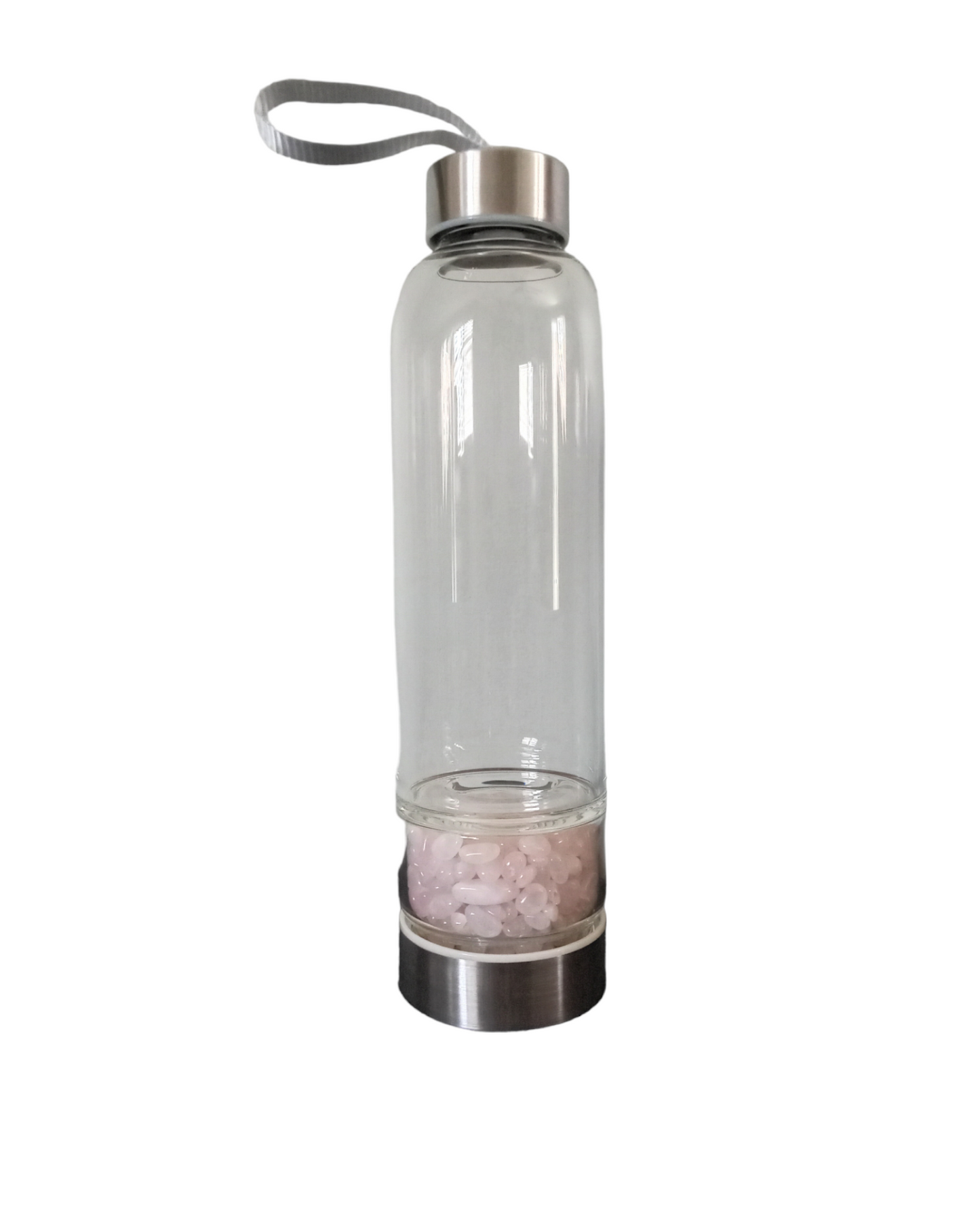 Crystal Infused Glass Water Bottle (Rose Quartz)